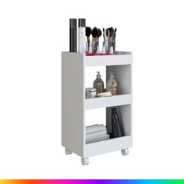 Imagem de Carrinho Branco Suporte De Esmalte Estéticos Com Rodinhas-Móveis Bonat
