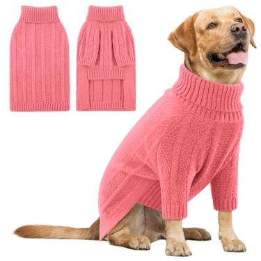 Imagem de Queenmore Suéter de cachorro GG, suéteres de Natal para cães extragrandes meninas meninos, roupas quentes e macias de outono, roupas de inverno para animais de estimação de malha de gola rolê para