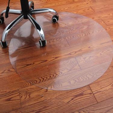 Imagem de Tapetes transparentes redondos para cadeiras de escritório Protetor de carpetes de policarbonato forte Protetor de piso para cadeiras giratórias, 1,5 mm, redondo 90 cm