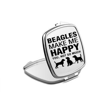 Imagem de Espelho compacto Beagles, presentes Beagles, espelho de foto Beagles Make Me Happy, espelho de maquiagem de viagem pequeno espelho portátil, espelho de bolso portátil, ideia de aniversário (1,