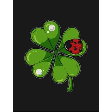 Imagem de Ladybug Shamrock Lucky Charm Cloverleaf Hipster Notebook: 8.5x11 inches 100 Pages Lined College Ruled Paper Journal Diary Planner