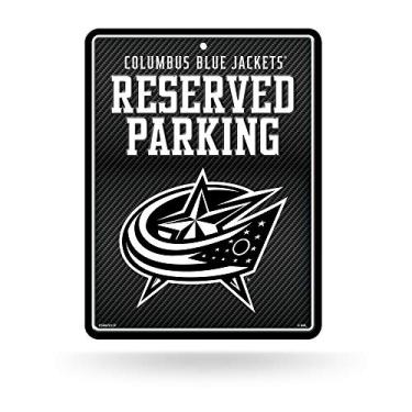 Imagem de Rico Industries Placa de estacionamento de metal NHL Columbus Blue Jackets 21,5 cm x 28 cm de fibra de carbono metal - ótima para cavernas masculinas, quarto, escritório, decoração de casa