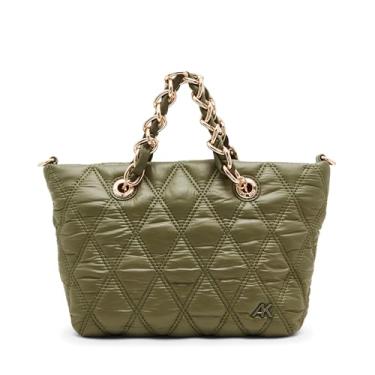 Imagem de Anne Klein Bolsa pequena de nylon acolchoada com alça conversível, verde-oliva, Oliva, Small