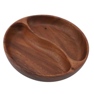 Imagem de Bandeja de Servir Frutas Esculpida à Mão, Bandeja de Madeira para Salada, Frutas, Nozes, Sobremesa, Prato de Frutas de Madeira (Grande compartimento oval)