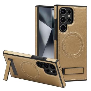 Imagem de Lunivop Capa de couro para Samsung Galaxy S24 Ultra [compatível com carregamento sem fio Magsafe] Suporte magnético Funda para S 24 Ultra 6,8 '' 5G 2024 Rugged Best Phone Cases Gold