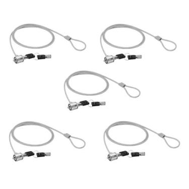Imagem de Kit 5 Trava Segurança Notebook Cadeado 2 Chaves Cabo Aço - Xway