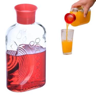 Imagem de Garrafa Vidro Geladeira Água Suco com Tampa Automática 1L - Viva Vidro