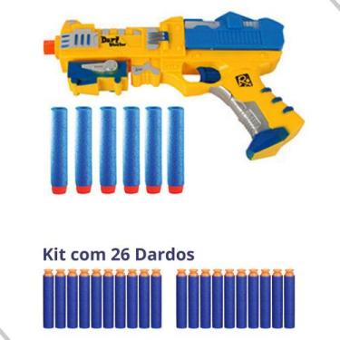 Imagem de Kit Pistola Brinquedo Infantil Lança Dardos com 26 Balas de Espuma - W
