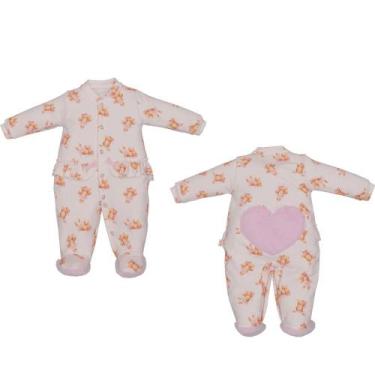 Imagem de Macacão Bebê Menina Molecottom Inverno Rosa Maria Ursinho - Upi Ulli, 
