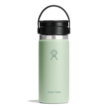 Imagem de Hydro Flask Garrafa de água - aço inoxidável isolado - tampa de boca larga, não derrama, à prova de vazamento em verde aloe de 473 ml