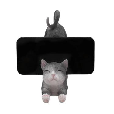 Imagem de MOSSTYUS Suporte de telefone para mesa, resina, animal, smartphone, compatível com todos os celulares, decoração de casa, gato preto criativo nº 3
