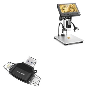 Imagem de BoxWave Dispositivo inteligente compatível com microscópio de moedas Elikliv EDM4 (10,9 cm) – Leitor de cartão SD AllReader, leitor de cartão microSD SD Compact USB – Jet Black