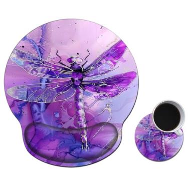 Imagem de Mouse pad com gel de suporte de pulso, mouse pad ergonômico com descanso de pulso confortável, mousepad para jogos, base de poliuretano antiderrapante para laptop, escritório, digitação fácil e alívio