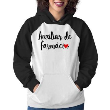 Imagem de Moletom Feminino Auxiliar de Farmácia por Amor - Foca na Moda, Branco,