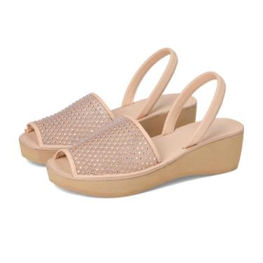Imagem de Kenneth Cole REACTION Sandália feminina de malha de vidro fino, Malha de cristal amêndoa, 35