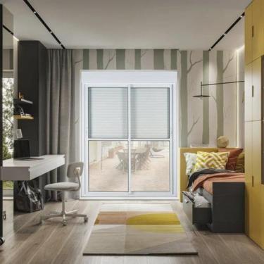 Imagem de Porta de Aluminio com Persiana Integrada 220x120cm 2 Folhas com Contro