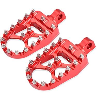 Imagem de Pegadores Goldfire Offroad largos de motocicleta com pedal de pedra, peitoral de rotação de 360° para motocicleta e descanso de pés para Harley Dyna Sportster BobberGoldfire vermelho HD04-FRB-002