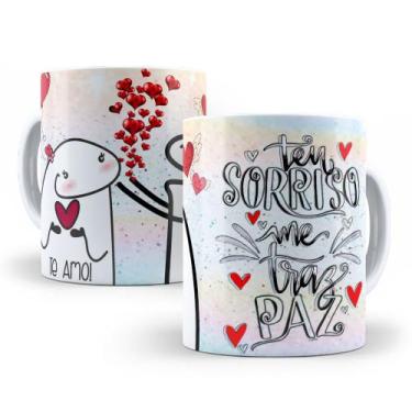 Imagem de Caneca de Cerâmica Branca 325ml Flork Namorados - Mecolour
