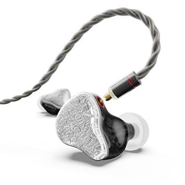 Imagem de BASN Bmaster5 in Ear Monitores, Diafragma 1DLC + 4BA 5 Drivers IEM Fones de ouvido com cabo OFC banhado a prata, fones de ouvido com fio com isolamento de ruído para músicos (prata)