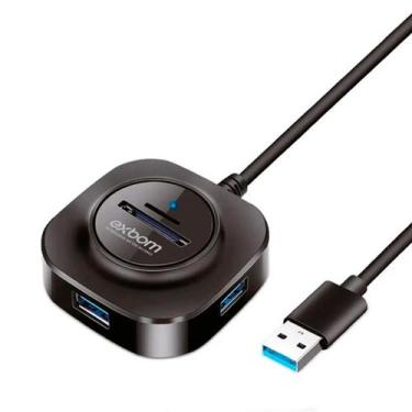 Imagem de Hub Usb 3.0 Extensão 3 Portas High Speed Leitor Micro Sd Pc - Exbom