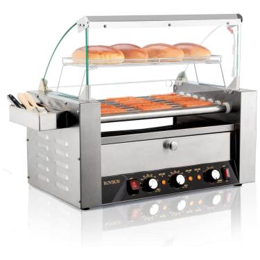 Imagem de Máquina para Cachorro Quente 7 Rolos até 18 Salsichas com Luz LED, Controle de Temperatura Duplo e Aquecedor de Pão, 110V 1200W, ROVSUN,