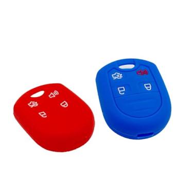 Imagem de LemSa 2 peças de silicone de borracha Smart Key Fob capa protetora para Ford 2011-2016 F150 F250 F350 Mustang Fusion Explorer Taurus Expedition Lincoln MKS MKX MKZ Navigator, vermelho azul