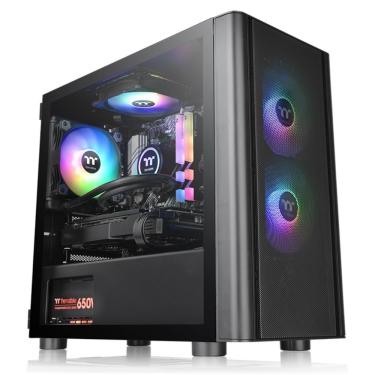 Imagem de Gabinete Thermaltake V150 TG ARGB MESH ED MiniATX  Vidro Temperado USB C/3 Fans ARGB Preto