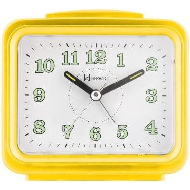 Imagem de Relógio Despertador Branco Dois Alarme Super Alto Pilha Amarelo - Amarelo