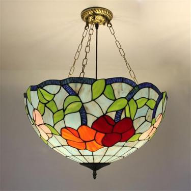 Imagem de OUFULA Luminária pendente contemporânea de vidro colorido americana retrô criatividade sala de estar restaurante quarto hotel villa corredor café lustre LED (B D52CM)