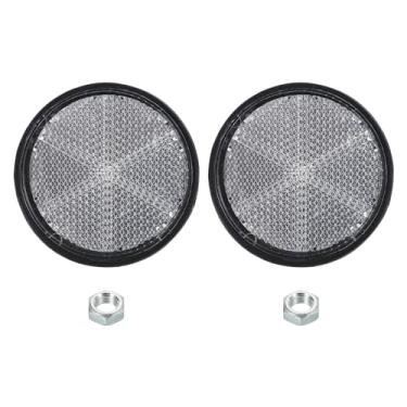 Imagem de PATIKIL Refletores traseiros redondos, 2 peças refletor de aviso refletor de segurança plástico universal para motocicleta com suporte de parafuso M6 para carro, motocicleta, reboque, bicicleta