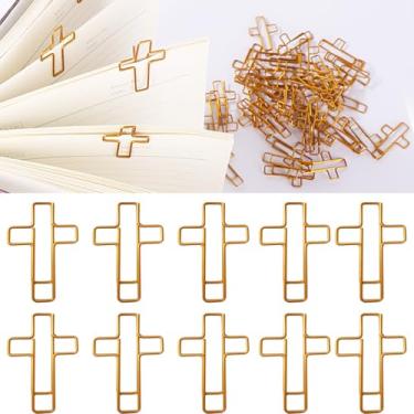 Imagem de 80 peças de clipes de papel cruzados – porta-clipes de papel pequenos dourados vintage, cores de tamanhos variados, marcadores de livro engraçados de material escolar de escritório, presentes de