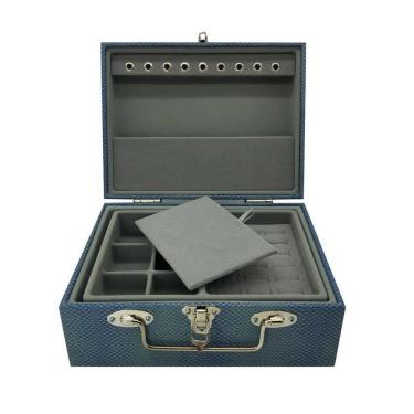 Imagem de Maleta Porta Joias Azul Jeans Pequena Dupla