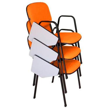 Imagem de 03 Cadeiras Escolar Universitária Linha Hotel Auditório Laranja
