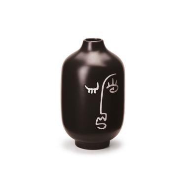 Imagem de Vaso Decorativo Face Preto em Cerâmica 23x14cm Mart