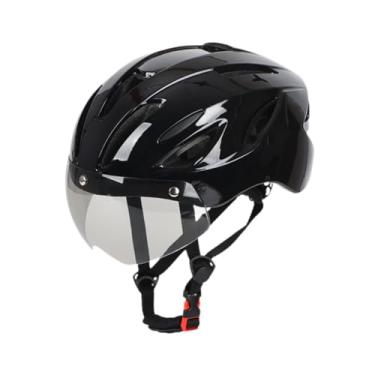 Imagem de UGPLM Capacete de bicicleta Capacete de bicicleta portátil Removável Chapéu de ventilação macio acolchoado com viseira para bicicleta de montanha ao ar, Preto