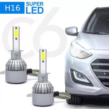 Imagem de Kit Par de Lâmpadas Carro Farol Milha Neblina Efeito Xenon Super Led Branca Automotivo H16 519