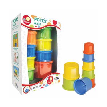 Imagem de Potes Para Encaixar Empilhar Brinquedo Divertido Educativo