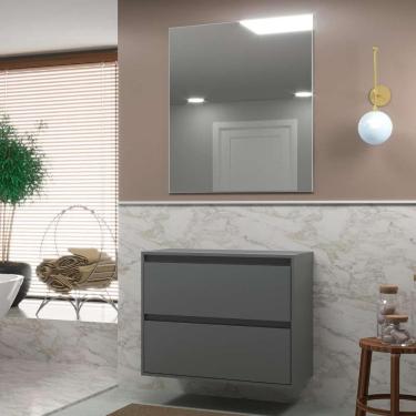 Imagem de Gabinete Para Banheiro Com Espelheira 80cm Mdf Grafite Dubai - On Móveis