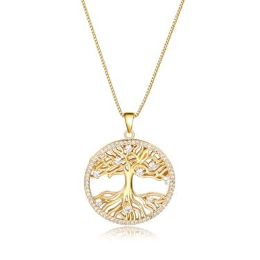 Imagem de FLORA COLAR FOLHEADO A OURO 18K ARVORE DA VIDA ZIRCÔNIA