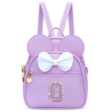 Imagem de Mini mochila KXIU Girls Initial Bowknot Faux Leather Purpl