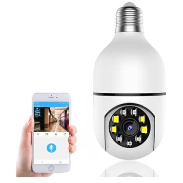 Imagem de Câmera Lâmpada de Segurança Full Hd Ip Wifi Giratória 360 Visão Noturna Com Sensor de Movimento E Infravermelho