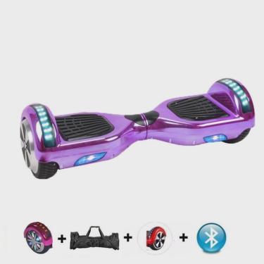 Imagem de Hoverboard 6.5 Roxo Cromado Bluetooth Led lateral e frontal e roda Luuk Young