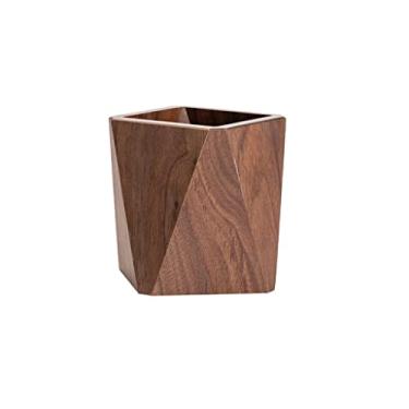 Imagem de Porta-lápis de madeira para escritório, organizador de mesa, acessórios de escritório, suporte de lápis, decoração de mesa, garfos, colheres, balde, organizador de lápis, pote (cor: marrom, tamanho: B