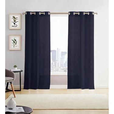 Imagem de Cortinas transparentes para janela 2 painéis 96,5 cm L x 213,4 cm C (193 cm L) Cortinas texturizadas de linho e cortinas para sala de estar, quarto, cortinas de fazenda, decoração boho, tratamentos de