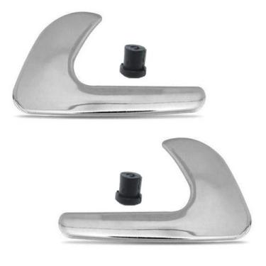 Imagem de Par Maçanetas Interna Gol Bola Saveiro G2 G3 Cromada Metal - Felux