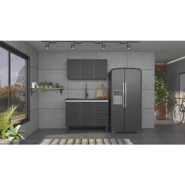 Imagem de Conjunto cozinha gabinete c/ armario suspenso 100% aço 1.20 mt - cozimax