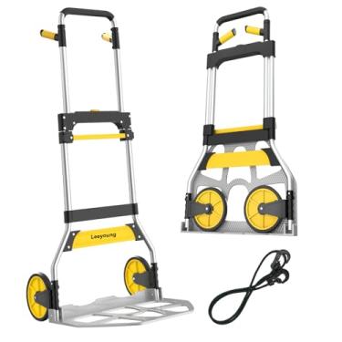 Imagem de Leeyoung Carrinho De Mão Dobrável Alumínio Com Capacidade Para 149 Kg - Alça Ajustável 125 Cm, Rodas Borracha Termoplástica E Design Portátil, Solução Armazenamento Leve 4,5 (Sem Montagem)