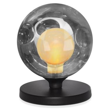 Imagem de Luminária de mesa Globo Harmony Fumê Base Redonda Preta