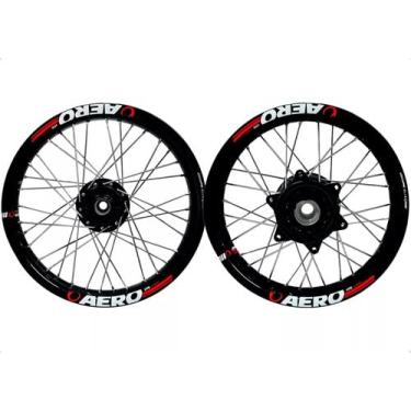 Imagem de Par Roda Aro Alumínio Viper Aero Bros 125 150 160 Raios 4mm Disco Dianteiro ESD