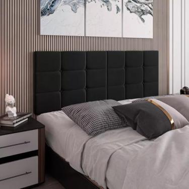 Imagem de Cabeceira Cama Box Casal Queen 1,60 Suspensa Retangular(PRETO)